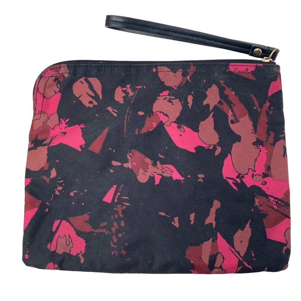 Henri Bendel New York Makeup Bag Pink Black Abstract 10x8 - Picture 4 of 5